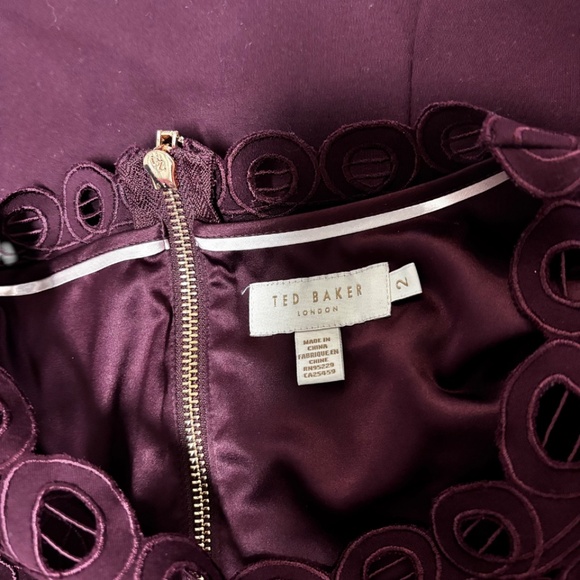 Ted Baker London | Women's Burgundy Lace Detail Cocktail Dress - Picture 9 of 9